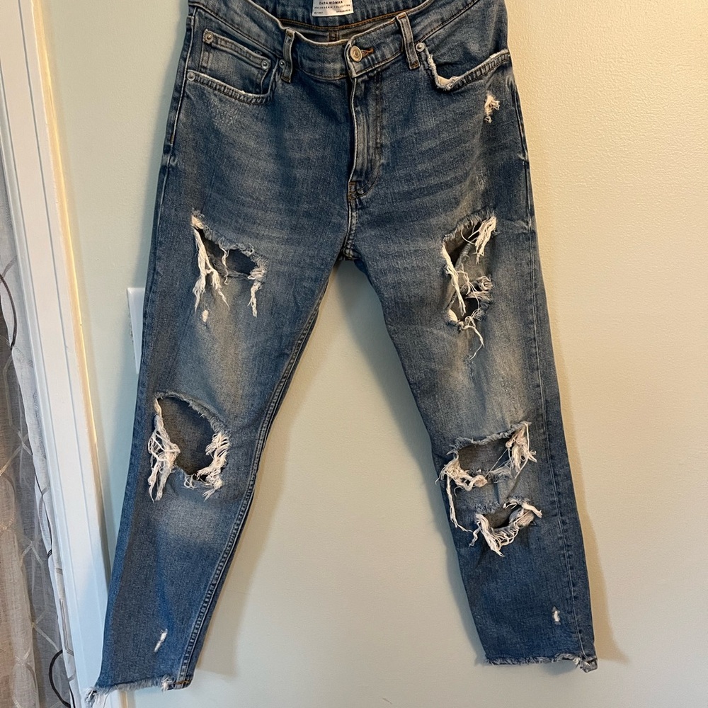 Zara Girlfriend Distressed Jeans